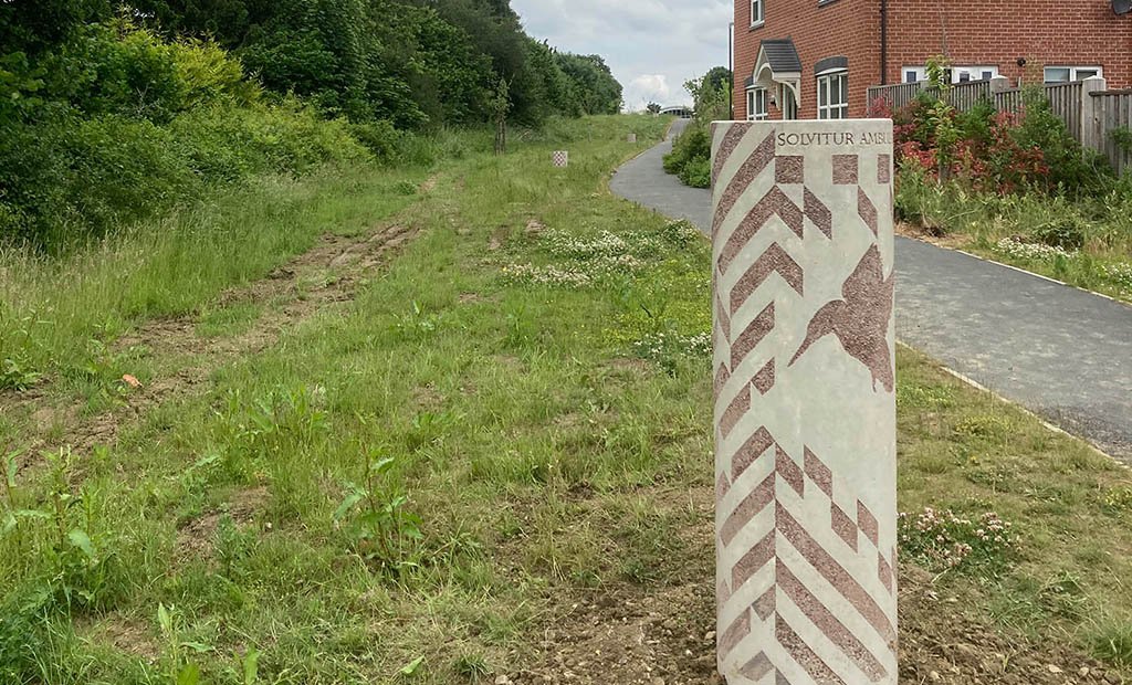 Line of Stelae Visual Precast Columns marking out old Roman Road