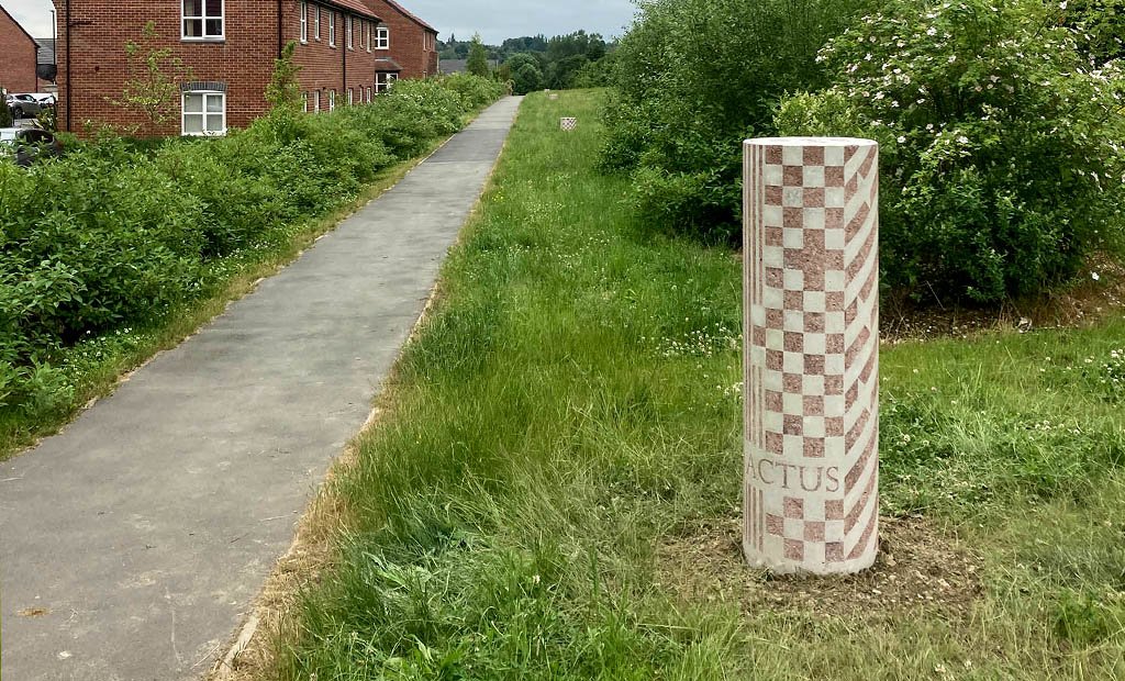 Line of Stelae Visual Precast Columns marking out old Roman Road