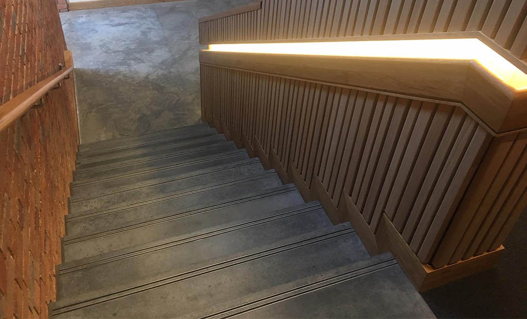 Sanded Precast Concrete Steps at Kent College, Canterbury, UK