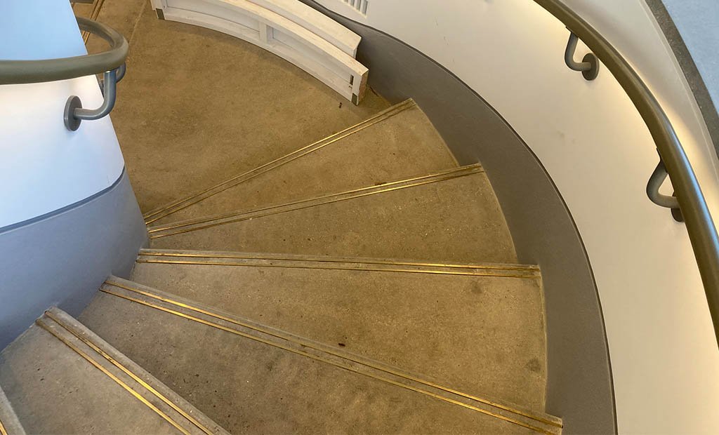 polished concrete reception staircase to match floor