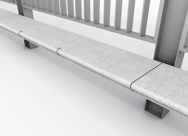 profiled precast concrete benches with stainless steel studs