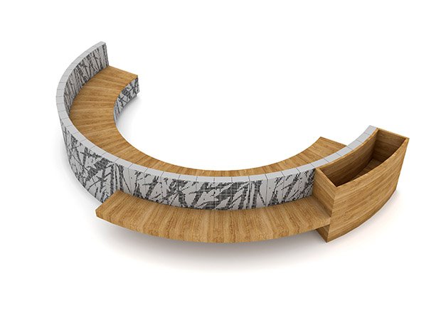 Curved Graphic Concrete cladding panels for a pavillion bar