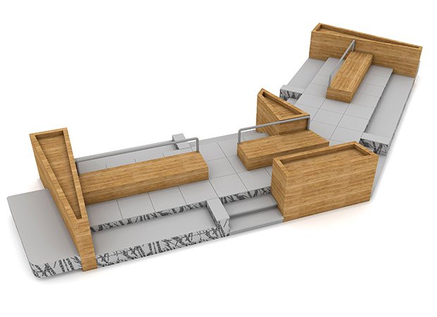 Tiered Graphic Concrete cladding panels for a pavillion bar